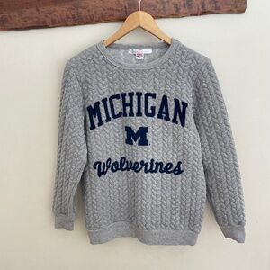 NCAA Gray Michigan Wolverines Jacquard Chunky Cable Knit Tri-Blend Sweatshirt